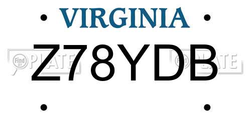 Z78YDB Virginia License Plate