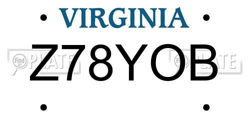 Z78YOB Virginia License Plate
