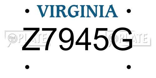Z7945G Virginia License Plate
