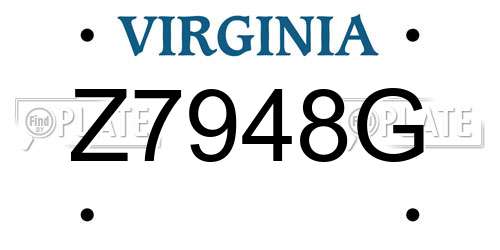 Z7948G Virginia License Plate
