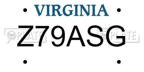 Z79ASG Virginia License Plate