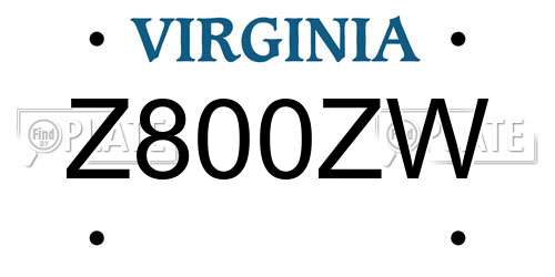 Z800ZW Virginia License Plate