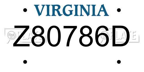 Z80786D Virginia License Plate