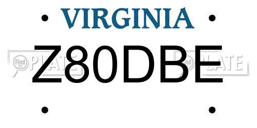 Z80DBE Virginia License Plate