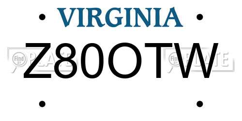 Z80OTW Virginia License Plate