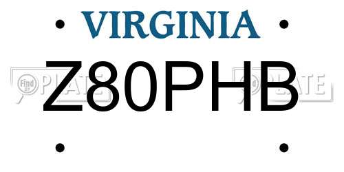 Z80PHB Virginia License Plate