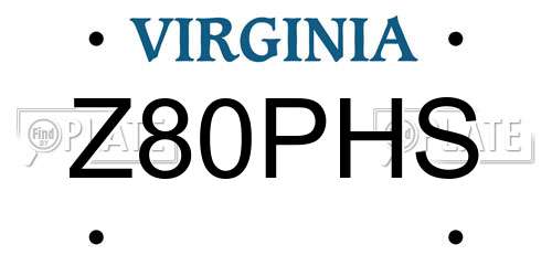 Z80PHS Virginia License Plate
