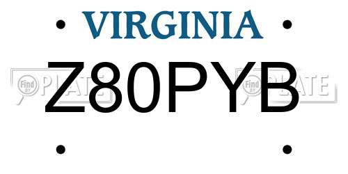 Z80PYB Virginia License Plate