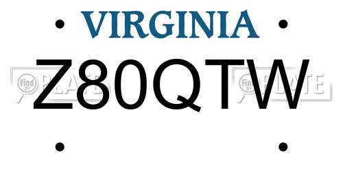 Z80QTW Virginia License Plate