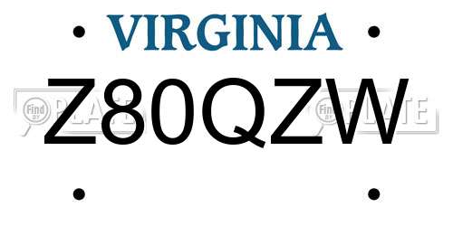 Z80QZW Virginia License Plate
