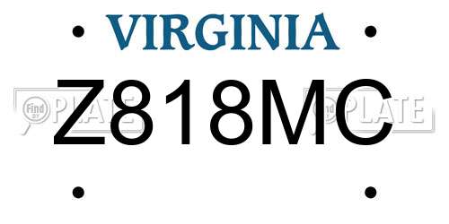 Z818MC Virginia License Plate