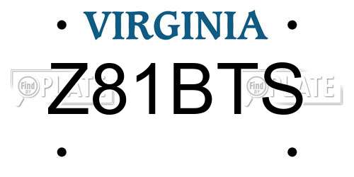 Z81BTS Virginia License Plate