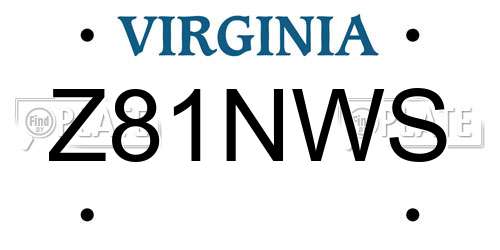 Z81NWS Virginia License Plate