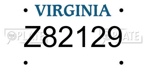 Z82129 Virginia License Plate