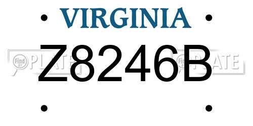 Z8246B Virginia License Plate