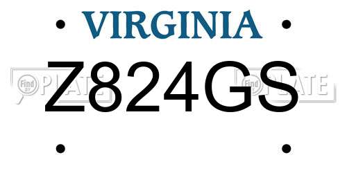 Z824GS Virginia License Plate