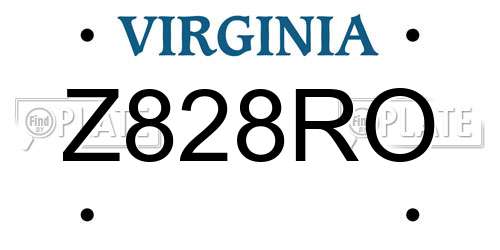 Z828RO Virginia License Plate