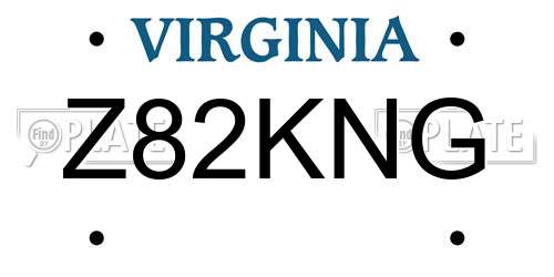 Z82KNG Virginia License Plate