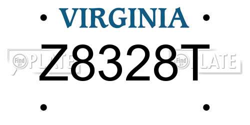 Z8328T Virginia License Plate