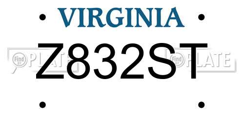 Z832ST Virginia License Plate