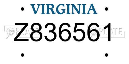 Z836561 Virginia License Plate