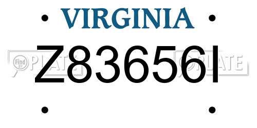 Z83656I Virginia License Plate
