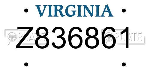Z836861 Virginia License Plate