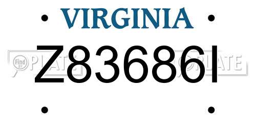 Z83686I Virginia License Plate