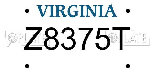 Z8375T Virginia License Plate