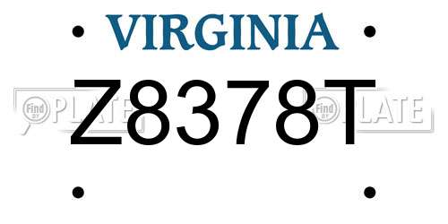 Z8378T Virginia License Plate