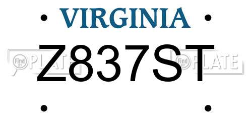 Z837ST Virginia License Plate
