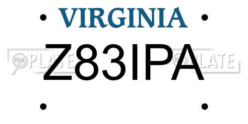 Z83IPA Virginia License Plate