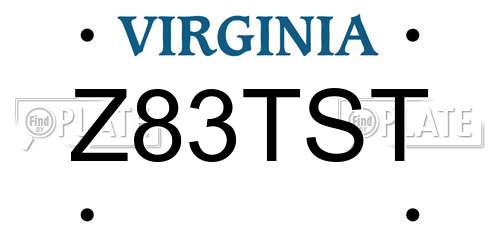 Z83TST Virginia License Plate