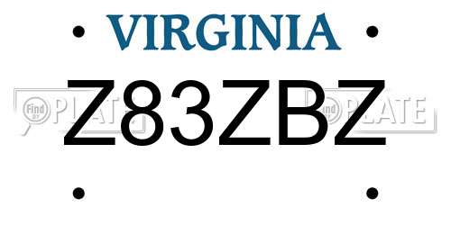 Z83ZBZ Virginia License Plate
