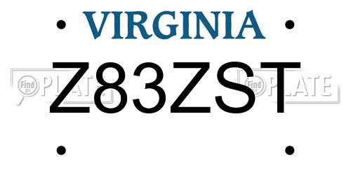 Z83ZST Virginia License Plate