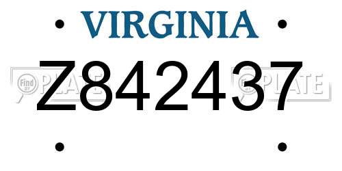 Z842437 Virginia License Plate