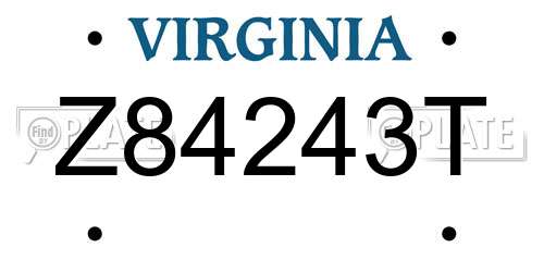 Z84243T Virginia License Plate