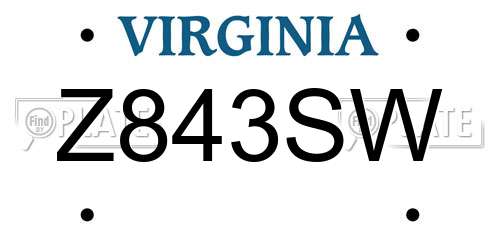 Z843SW Virginia License Plate