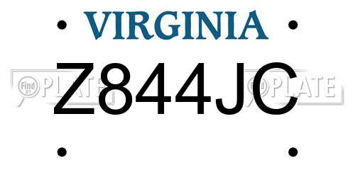 Z844JC Virginia License Plate