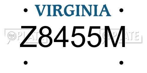 Z8455M Virginia License Plate