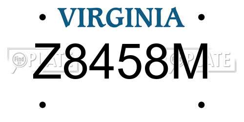 Z8458M Virginia License Plate