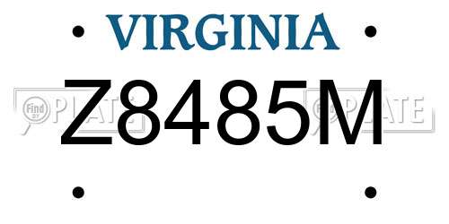 Z8485M Virginia License Plate
