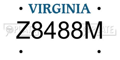 Z8488M Virginia License Plate