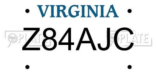 Z84AJC Virginia License Plate