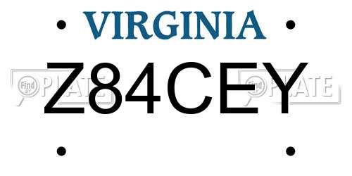 Z84CEY Virginia License Plate