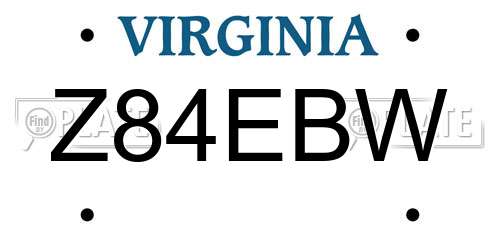 Z84EBW Virginia License Plate