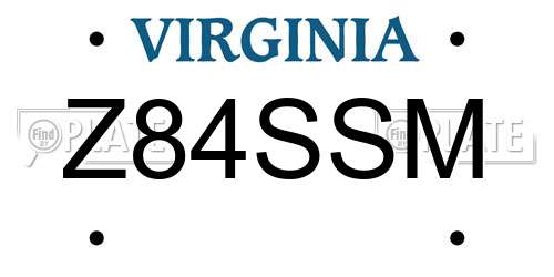 Z84SSM Virginia License Plate