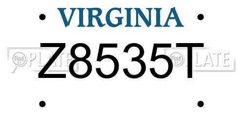 Z8535T Virginia License Plate