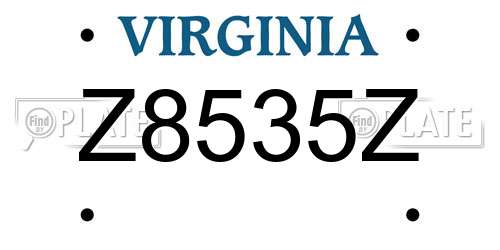 Z8535Z Virginia License Plate
