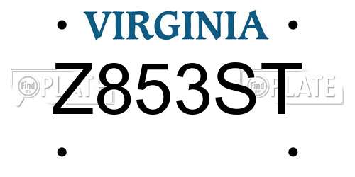 Z853ST Virginia License Plate